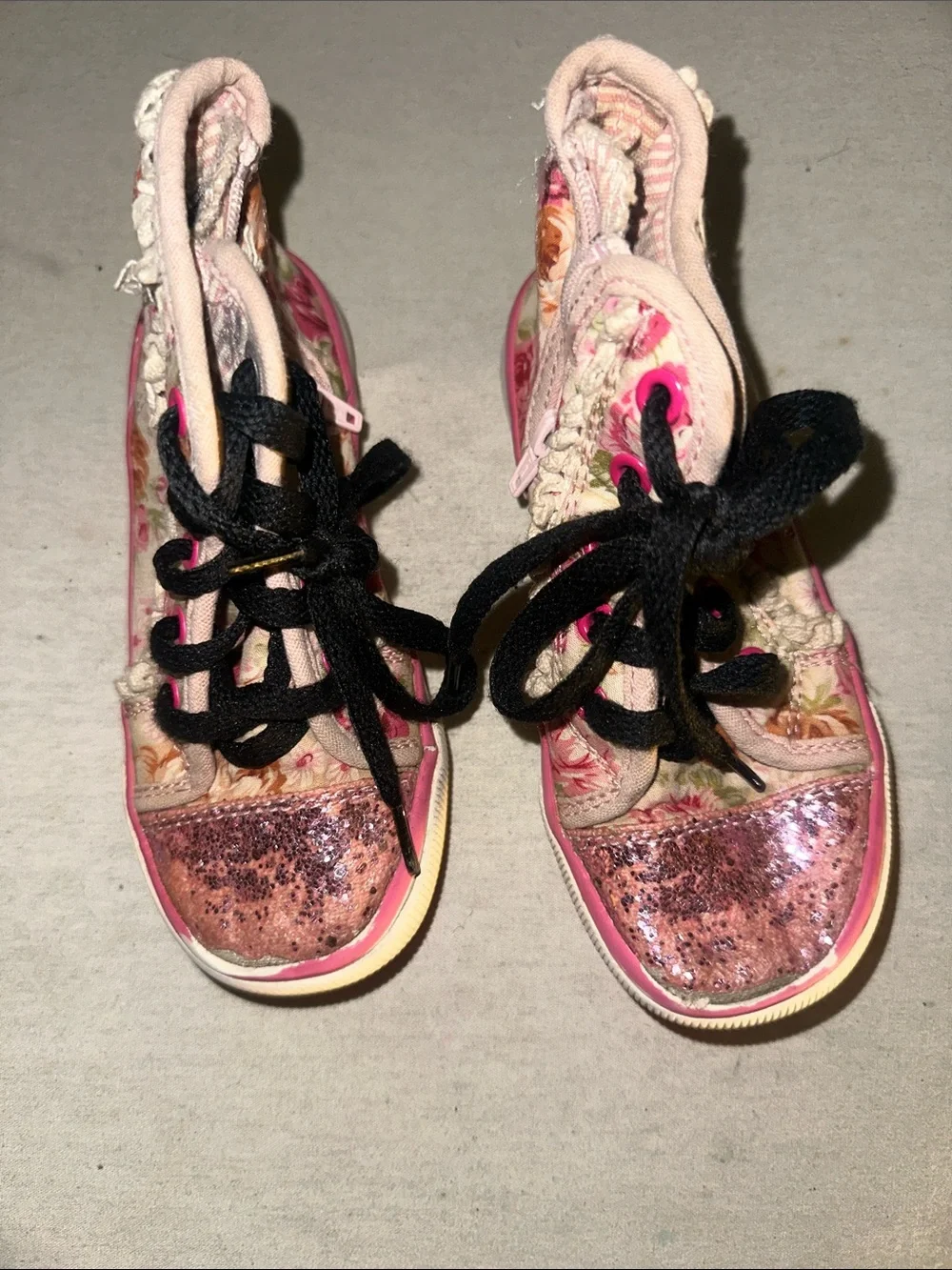 Kids Size 9M Pink Sequin High-Top Sneakers